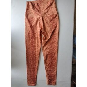 Barre3 Womens High Waisted Snakeskin Leggings Rust Orange‎ Medium Recycled Poly